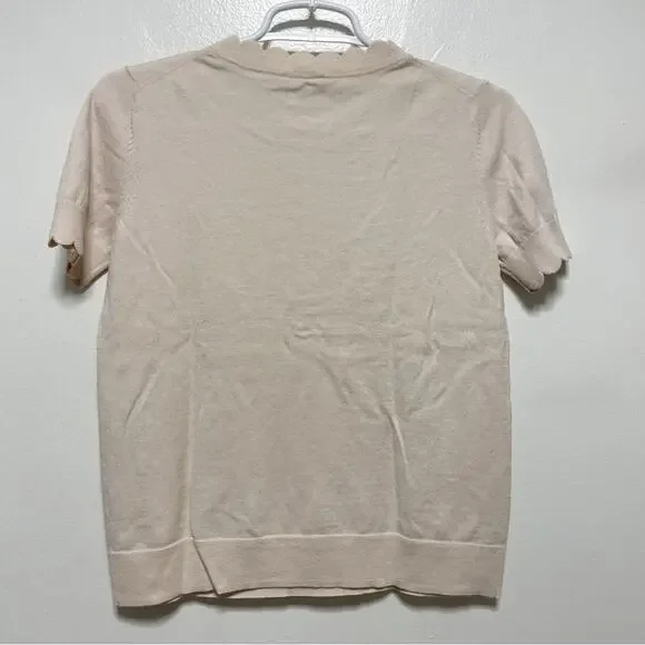 Kate Spade Light Pink Short Sleeved Scallop Detail Sweater - Picture 5 of 7
